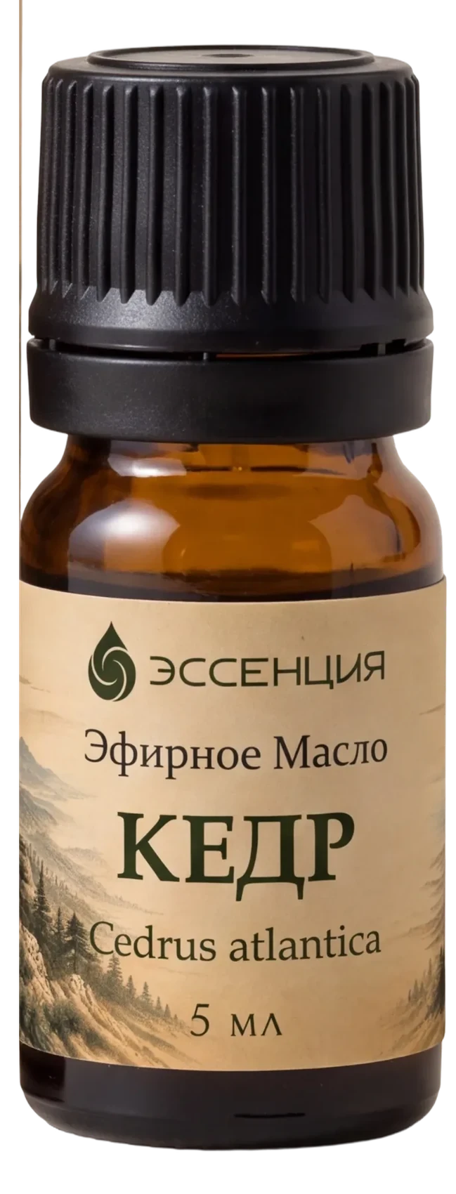 Флакон эфирного масла Кедр крупно: этикетка, 5 мл