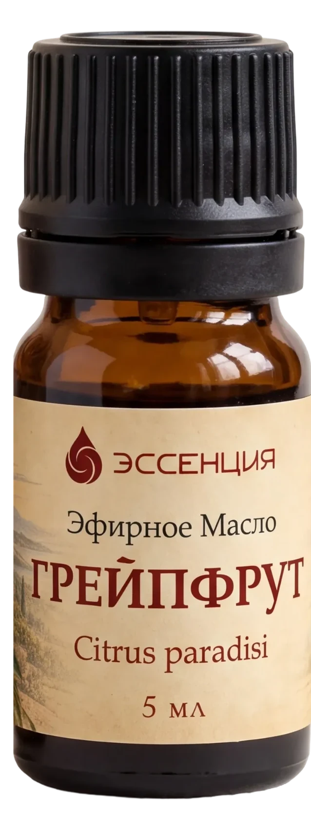 Флакон эфирного масла Грейпфрут крупно: этикетка, 5 мл