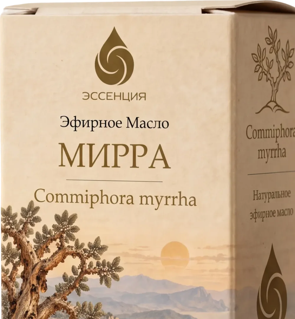 Коробка эфирного масла Мирра крупно: лицевая сторона