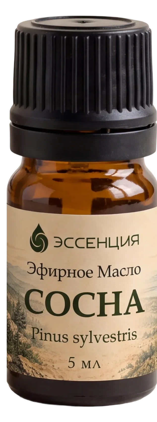 Флакон эфирного масла Сосна крупно: этикетка, 5 мл