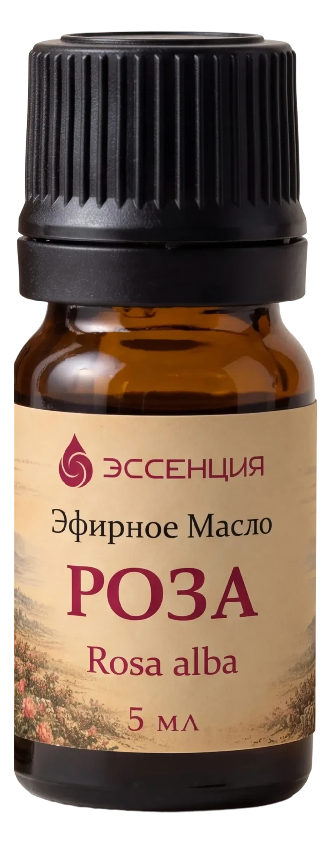 Флакон эфирного масла Роза крупно: этикетка, 5 мл
