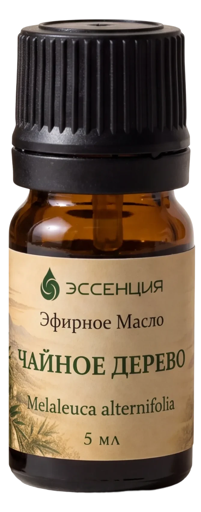 Флакон эфирного масла Чайное дерево крупно: этикетка, 5 мл