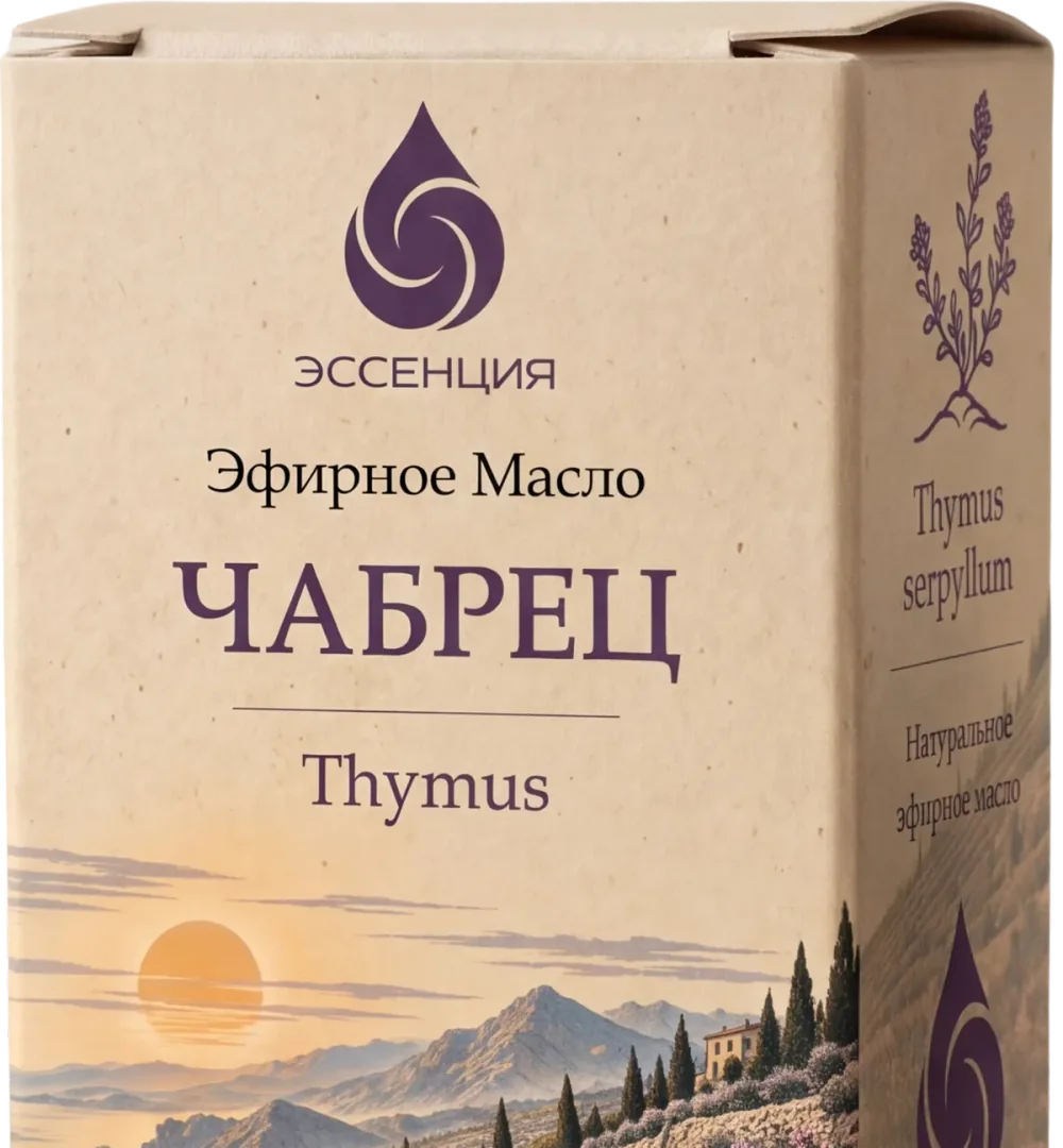 Коробка эфирного масла Чабрец крупно: лицевая сторона
